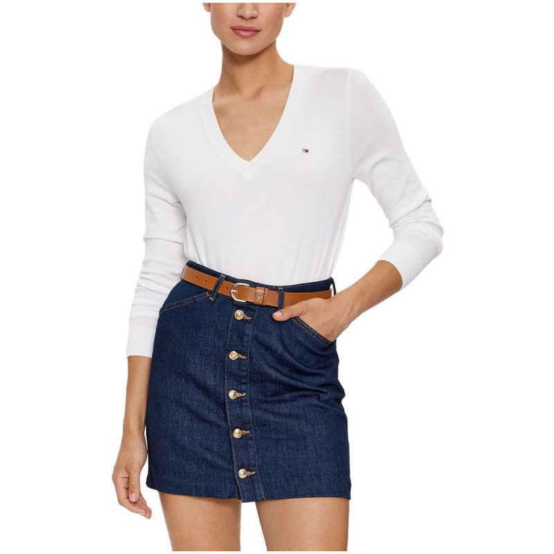 TOMMY HILFIGER CO JERSEY STITCH V-NK SWEATER